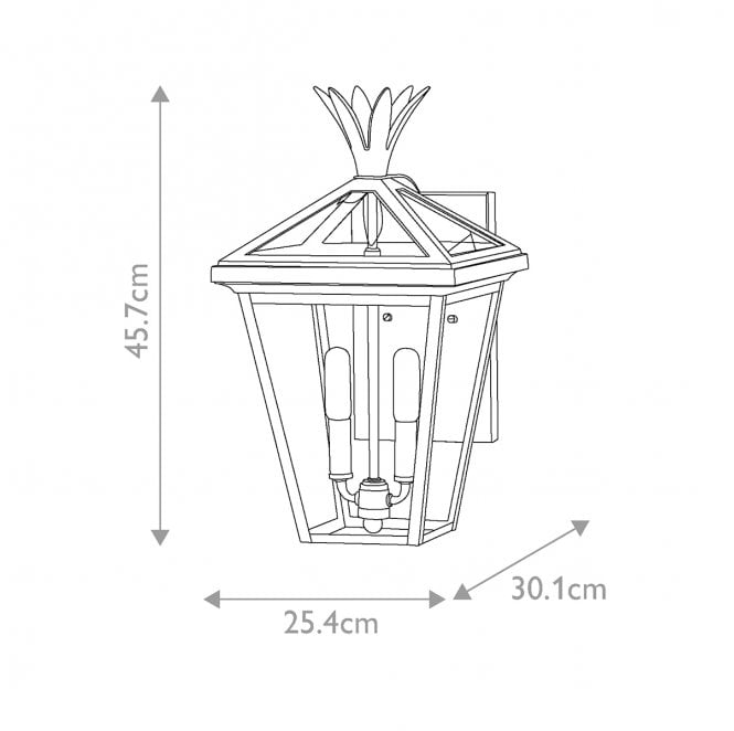 Hinkley HK-PALMA-M-BK Palma Outdoor IP44 2 Light Medium Wall Lantern in a Black Finish
