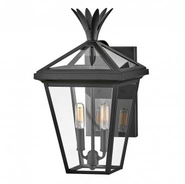 HK-PALMA-M-BK Palma Outdoor IP44 2 Light Medium Wall Lantern in a Black Finish