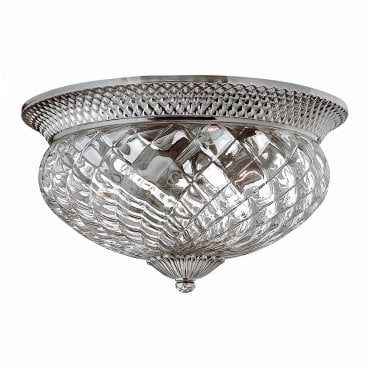 HK-PLANT-F-L-PL Plantation 3 Light Large Flush in a Polished Antique Nickel Finish