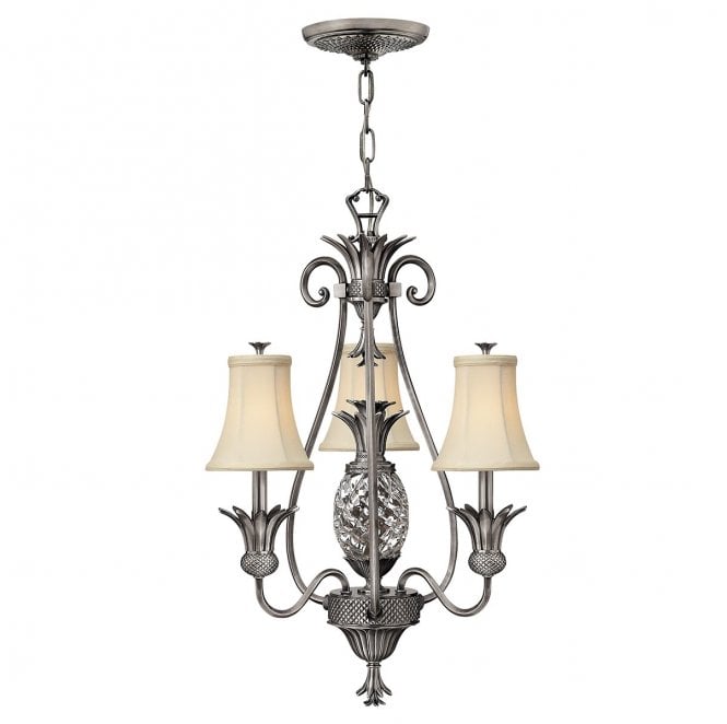 Hinkley HK-PLANT3-PL Plantation 3 Light Chandelier in a Polished Antique Nickel Finish