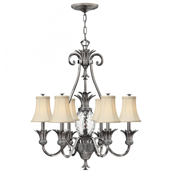 Hinkley HK-PLANT7-PL Plantation 7 Light Chandelier in a Polished Antique Nickel Finish