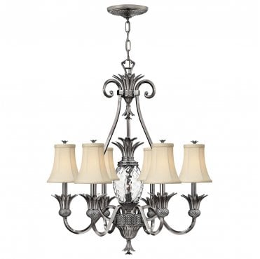 HK-PLANT7-PL Plantation 7 Light Chandelier in a Polished Antique Nickel Finish