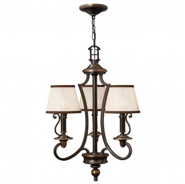HK-PLYMOUTH3 Plymouth 3 Light Chandelier in an Old Bronze Finish