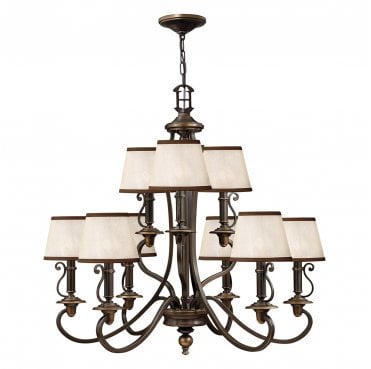 HK-PLYMOUTH9 Plymouth 9 Light Chandelier in an Old Bronze Finish