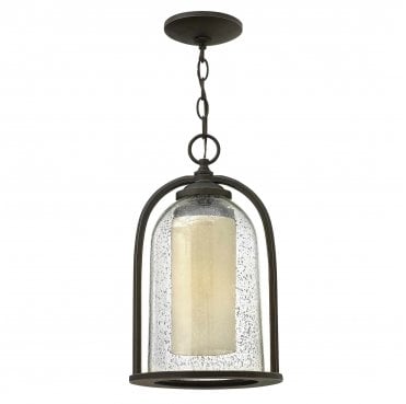 HK-QUINCY8-M Quincy Outdoor IP44 1 Light Chain Lantern in an Oil Rubbed Bronze Finish