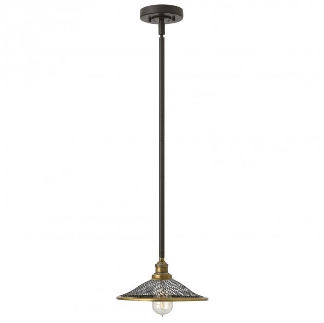 Hinkley HK-RIGBY-P-KZ Rigby 1 Light Pendant in a Buckeye Bronze and Brass Finish