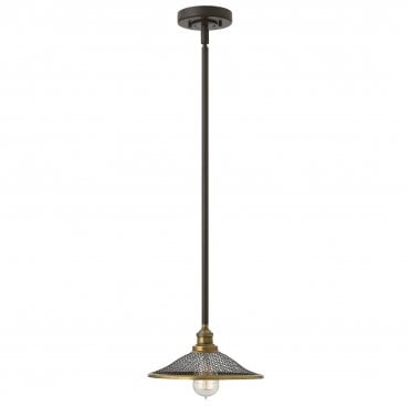 HK-RIGBY-P-KZ Rigby 1 Light Pendant in a Buckeye Bronze and Brass Finish