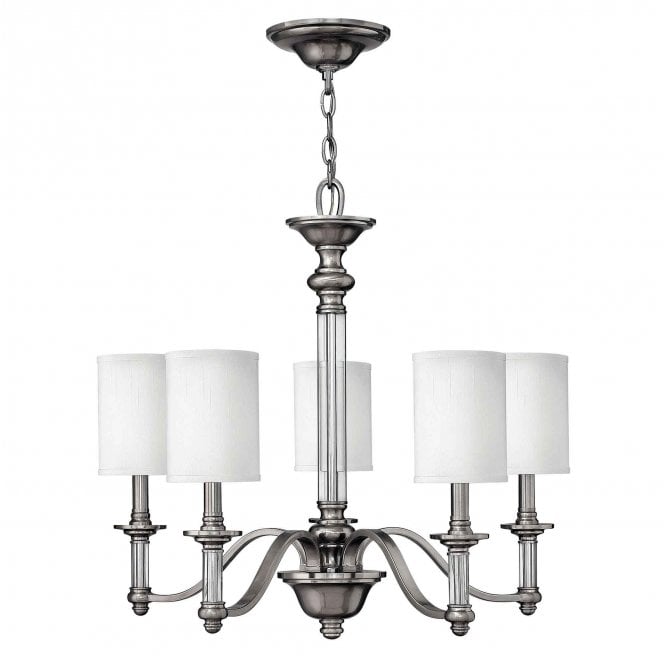 Hinkley HK-SUSSEX5 Sussex 5 Light Chandelier in a Brushed Nickel Finish