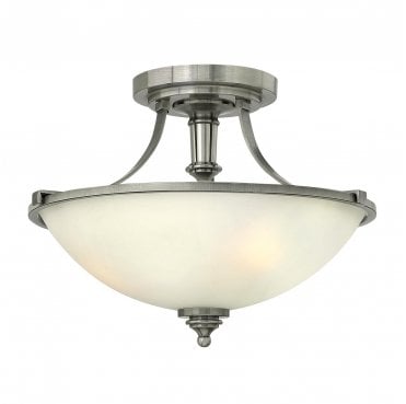 HK-TRUMAN-SF Truman 3 Light Semi-Flush in an Antique Nickel Finish