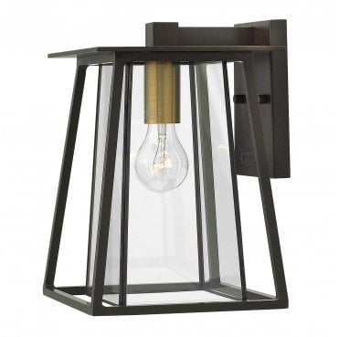 HK-WALKER2-M Walker Outdoor IP44 1 Light Medium Wall Lantern in a Buckeye Bronze with Heritage Brass Finish