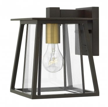 HK-WALKER2-S Walker Outdoor IP44 1 Light Small Wall Lantern in a Buckeye Bronze with Heritage Brass Finish
