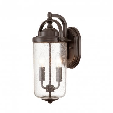 HK-WILLOUGHBY-M-OZ Willoughby Outdoor IP44 2 Light Wall Lantern in an Oil Rubbed Bronze Finish