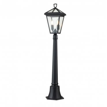QN-ALFORD-PLACE-4B-S-MB Alford Place Outdoor IP44 2 Light Pillar Lantern in a Museum Black Finish