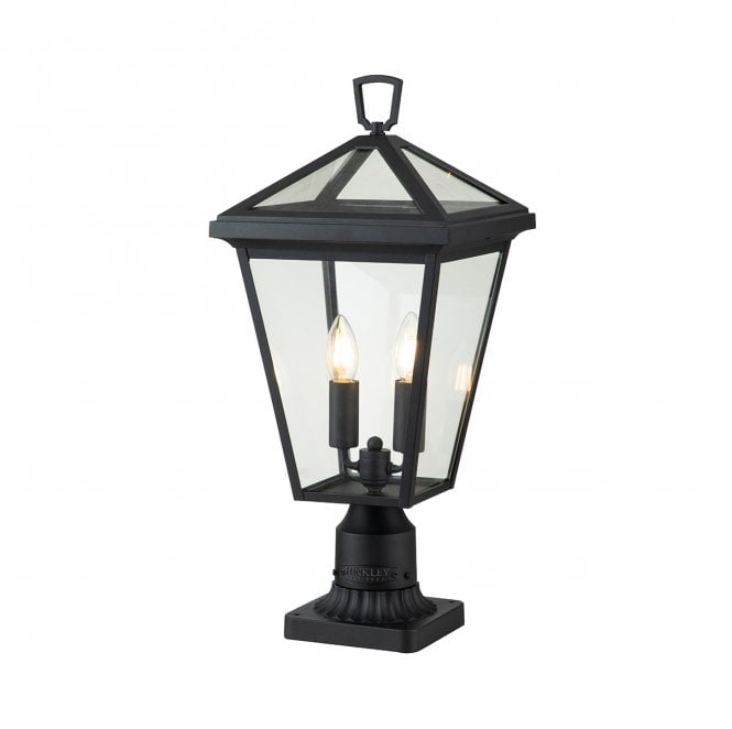 Hinkley QN-ALFORD-PLACE3-M-MB Alford Place Outdoor IP44 2 Light Pedestal Lantern in a Museum Black Finish