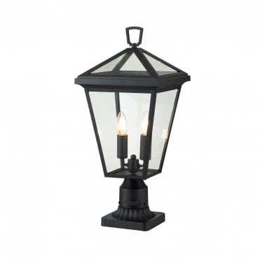 QN-ALFORD-PLACE3-M-MB Alford Place Outdoor IP44 2 Light Pedestal Lantern in a Museum Black Finish