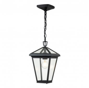QN-ALFORD-PLACE8-S-MB Alford Place Outdoor IP44 1 Light Small Chain Lantern in a Museum Black Finish