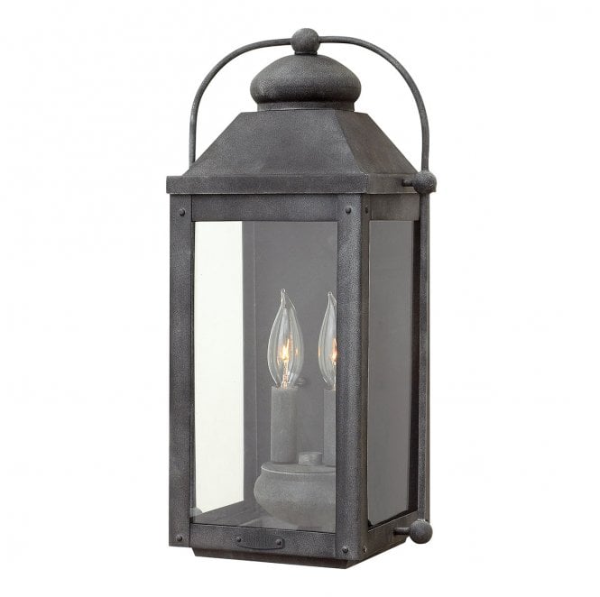 Hinkley QN-ANCHORAGE-M Anchorage Outdoor IP44 2 Light Wall Lantern in an Aged Zinc Finish