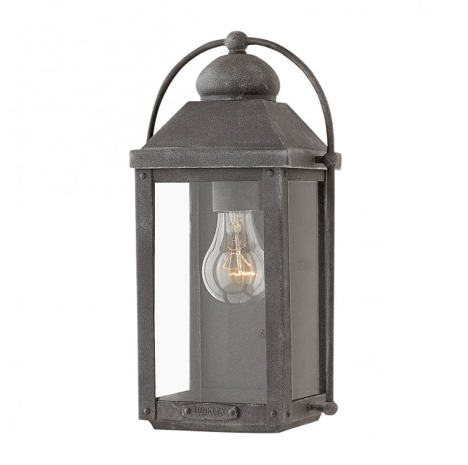 Hinkley QN-ANCHORAGE-S Anchorage Outdoor IP44 1 Light Wall Lantern in an Aged Zinc Finish