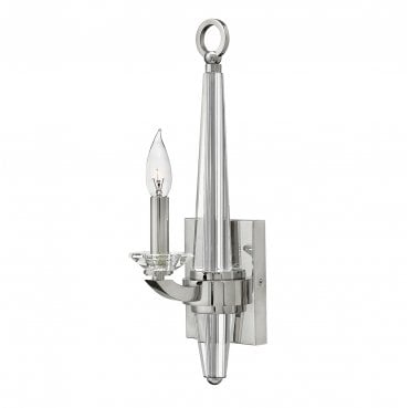 QN-ASCHER1 Ascher 1 Light Wall Light in a Polished Nickel Finish