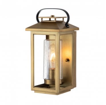 QN-ATWATER-S-PDB Atwater Outdoor IP44 1 Light Small Wall Lantern in a Painted Distressed Brass Finish