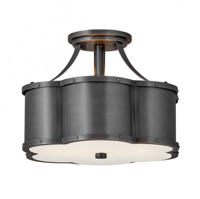 Hinkley QN-CHANCE-SF-S-BLB Chance 2 Light Semi Flush Light in a Blackened Brass Finish