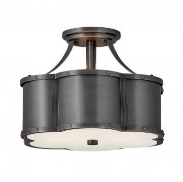 QN-CHANCE-SF-S-BLB Chance 2 Light Semi Flush Light in a Blackened Brass Finish