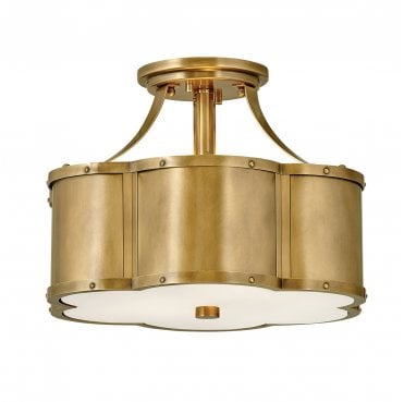 QN-CHANCE-SF-S-HB Chance 2 Light Semi Flush Light in a Heritage Brass Finish