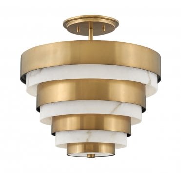 QN-ECHELON-SF Echelon 3 Light Semi-flush Mount in a Hertiage Brass Finish