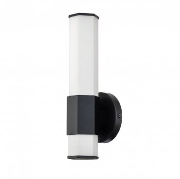 QN-FACET-LED1-BK-BATH Facet IP44 Single LED Wall Light in a Matt Black Finish