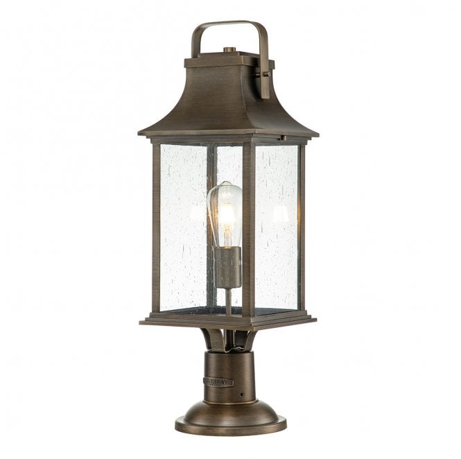 Hinkley QN-GRANT3-L-BU Grant Outdoor IP44 1 Light Large Pedestal Lantern in a Burnished Bronze Finish