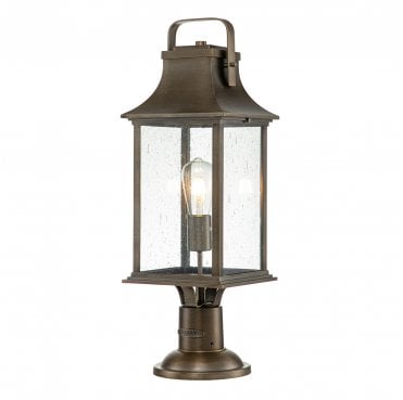QN-GRANT3-L-BU Grant Outdoor IP44 1 Light Large Pedestal Lantern in a Burnished Bronze Finish