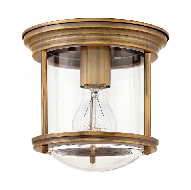 Hinkley QN-HADRIAN-MINI-F-BR-CLEAR Hadrian IP44 1 Light Flush Light in a Brushed Bronze Finish with a Clear Glass