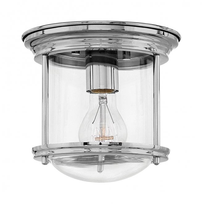 Hinkley QN-HADRIAN-MINI-F-CM-CLEAR Hadrian IP44 1 Light Flush Light in a Chrome Finish with a Clear Glass