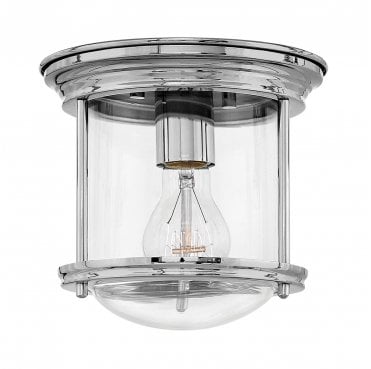 QN-HADRIAN-MINI-F-CM-CLEAR Hadrian IP44 1 Light Flush Light in a Chrome Finish with a Clear Glass
