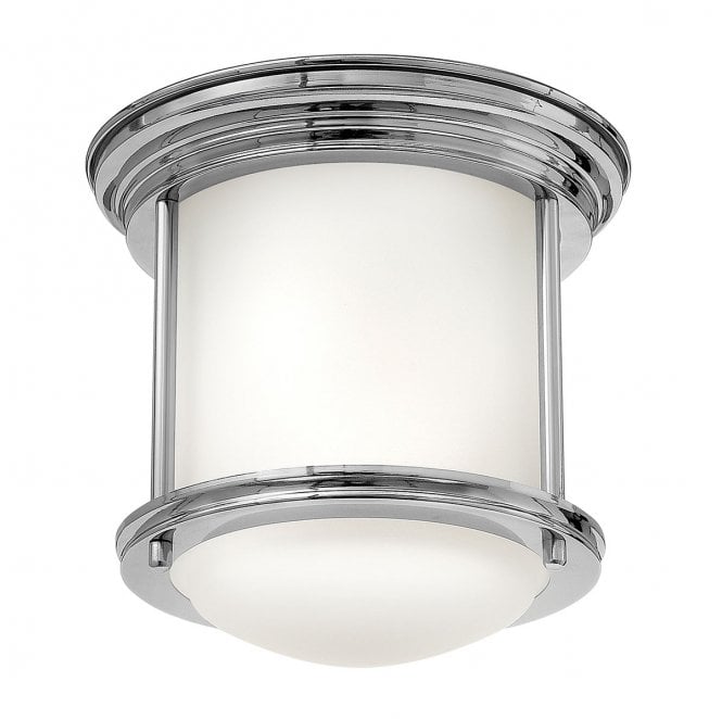 Hinkley QN-HADRIAN-MINI-F-CM-OPAL Hadrian IP44 1 Light Flush Light in a Chrome Finish with an Opal Glass