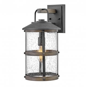 QN-LAKEHOUSE2-M-DZ Lakehouse Outdoor IP44 1 Light Medium Wall Lantern in an Aged Zinc with Driftwood Grey Finish