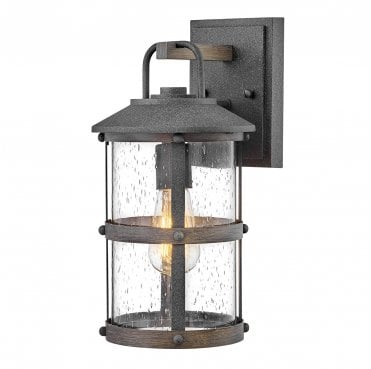 QN-LAKEHOUSE2-S-DZ Lakehouse Outdoor IP44 1 Light Small Wall Lantern in an Aged Zinc with Driftwood Grey Finish