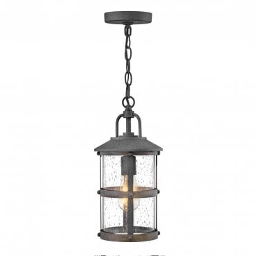 QN-LAKEHOUSE8-S-DZ Lakehouse Outdoor IP44 1 Light Small Chain Lantern in an Aged Zinc with Driftwood Grey Finish