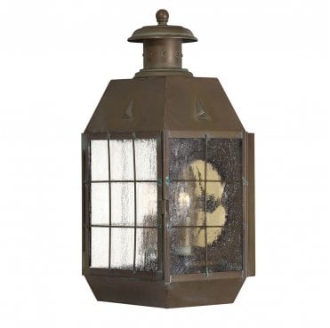 QN-NANTUCKET-L-AS Nantucket Outdoor IP44 2 Light Large Wall Lantern in an Aged Brass Finish
