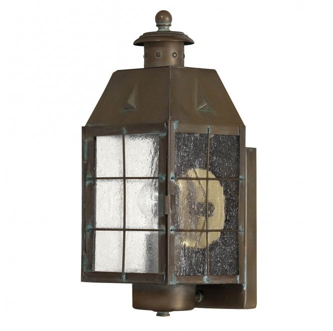 Hinkley QN-NANTUCKET-M-AS Nantucket Outdoor IP44 1 Light Medium Wall Lantern in a Brass Finish