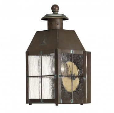 QN-NANTUCKET-XS-AS Nantucket Outdoor IP44 1 Light Extra Small Wall Lantern in a Brass Finish