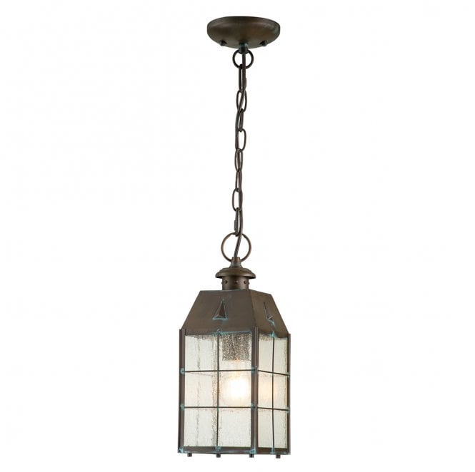 Hinkley QN-NANTUCKET8-M-AS Nantucket Outdoor IP44 1 Light Medium Chain Lantern in an Aged Brass Finish