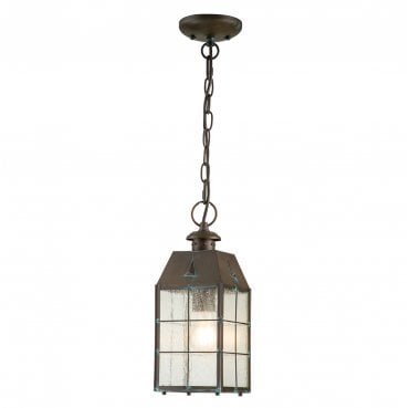 QN-NANTUCKET8-M-AS Nantucket Outdoor IP44 1 Light Medium Chain Lantern in an Aged Brass Finish