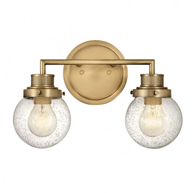 Hinkley QN-POPPY2-HB-BATH Poppy IP44 2 Light Wall Light in a Heritage Brass Finish