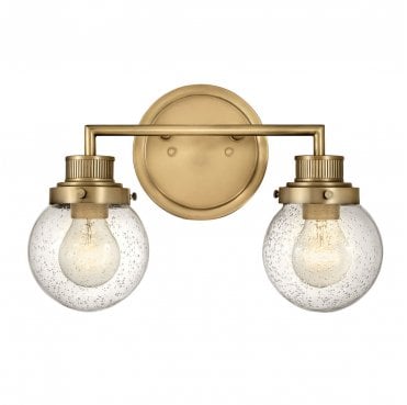 QN-POPPY2-HB-BATH Poppy IP44 2 Light Wall Light in a Heritage Brass Finish
