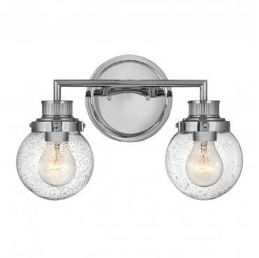 QN-POPPY2-PC-BATH Poppy IP44 2 Light Wall Light in a Polished Chrome Finish
