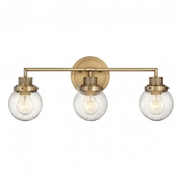 QN-POPPY3-HB-BATH Poppy IP44 3 Light Wall Light in a Hertiage Brass Finish