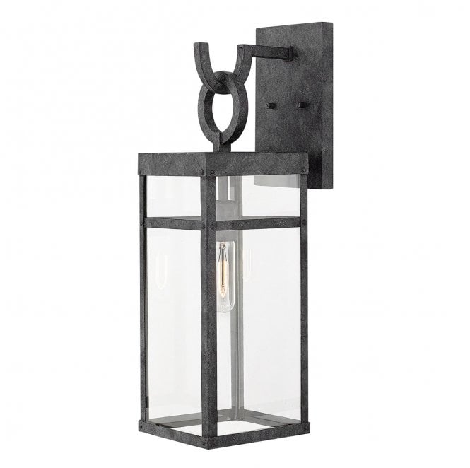 Hinkley QN-PORTER-L-DZ Porter Outdoor IP44 1 Light Large Wall Lantern in an Aged Zinc Finish