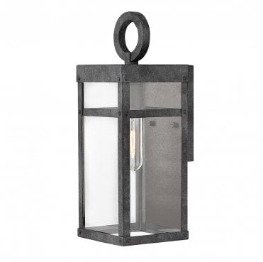 QN-PORTER-S-DZ Porter Outdoor IP44 1 Light Small Wall Lantern in an Aged Zinc Finish