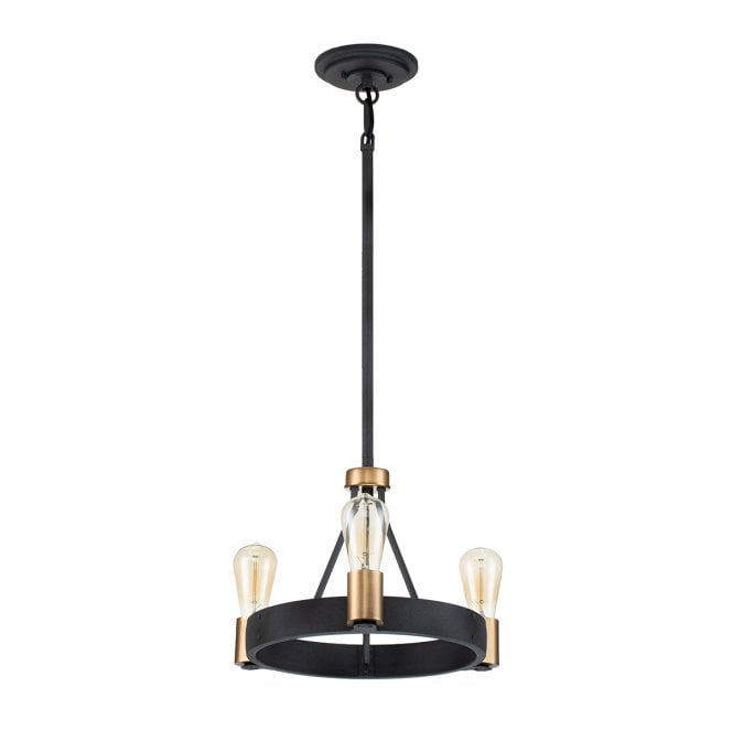 Hinkley QN-SILAS-3P-DZ Silas 3 Light Pendant/Semi Flush Light in an Aged Zinc and Heritage Brass Finish